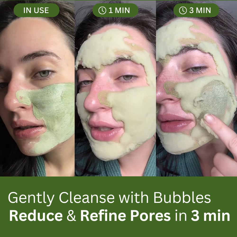P.CALM Holy Basil Bubble Deep Mask (original)| قناع الفقاعات العميق بالريحان المقدس من بي.كالم – لتنظيف المسام والرؤوس السوداء، بطين كوري وغسيل فقاعي (90 جم / 3.17 أونصة)