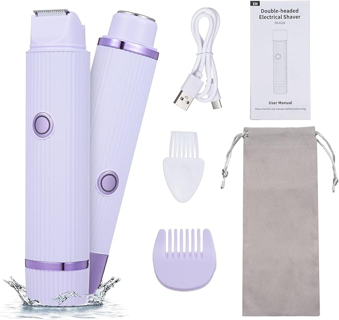 Double Head Electric ShaveraDouble Head Shaver & Trimmer - Ipx7 Waterproof Wet & Dry Use (for bikini, underarms, legs, arms, body & face) (مِقَص حلاقة كهربائي ذوا رأسين)