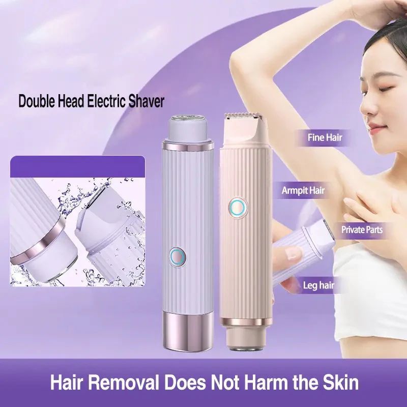 Double Head Electric ShaveraDouble Head Shaver & Trimmer - Ipx7 Waterproof Wet & Dry Use (for bikini, underarms, legs, arms, body & face) (مِقَص حلاقة كهربائي ذوا رأسين)